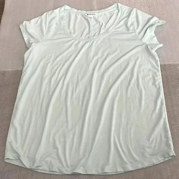 [L]Athleta Blue PERIWINKLE  HEATHER SCOOP RELEASE BREEZ TEE - Picture 2 of 5